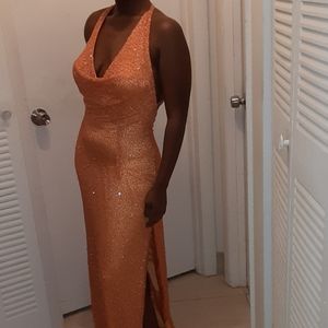 Scala Orange sequined sexy low back dress (Large)